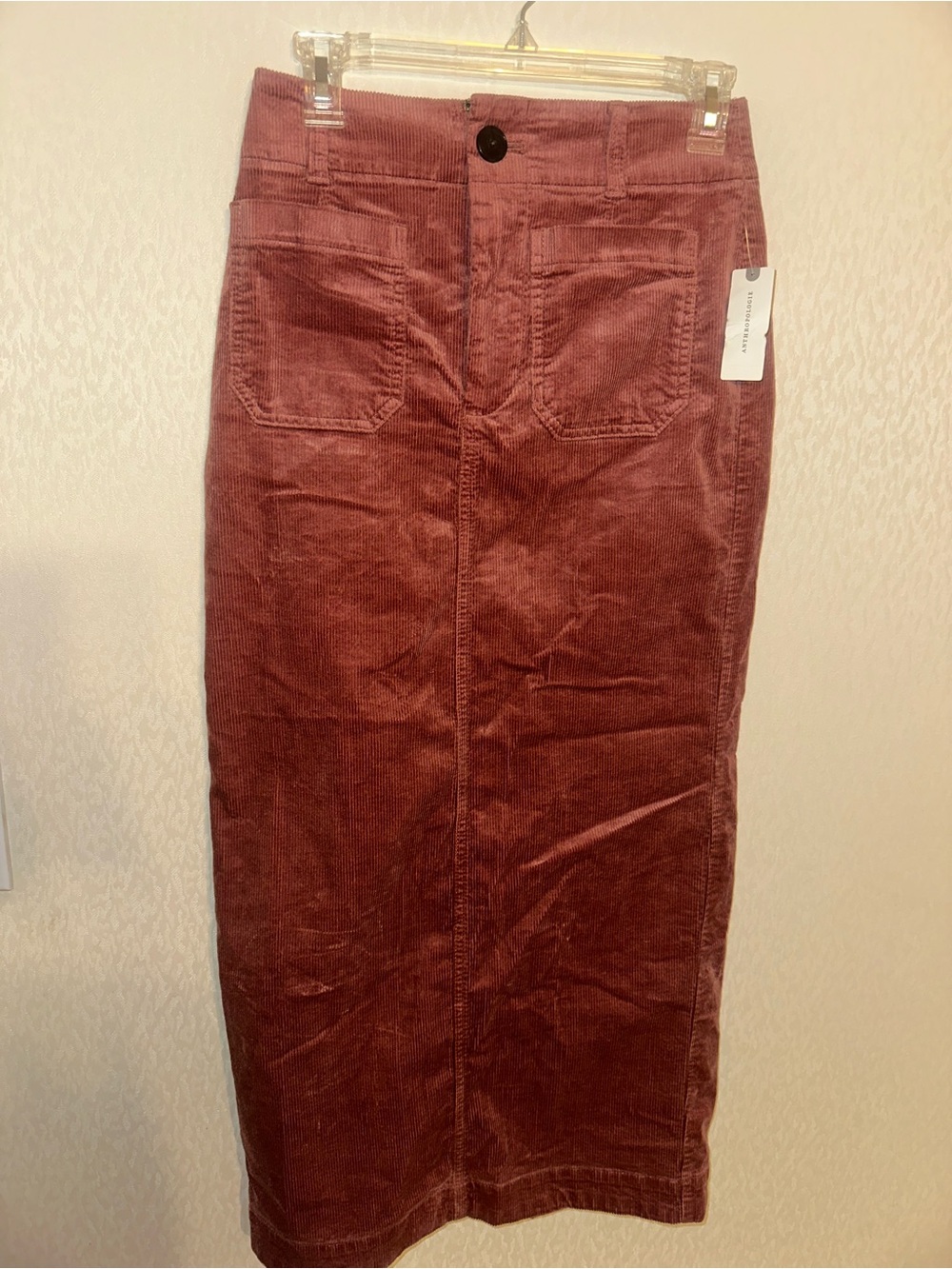 Anthropologie Corduroy Midi Skirt in Mauve